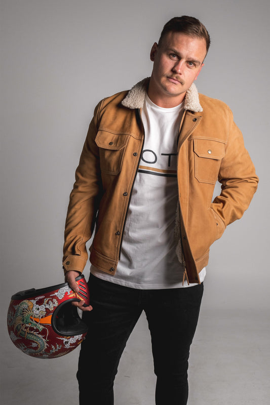 Byron Nubuck Leather Motorcycle Jacket (Armoured)